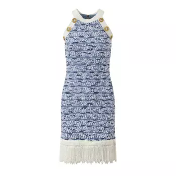 Платье-жилет с бахромой, розовое и белое