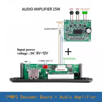 Плата декодера MP3 WAV, 9-12 В, автомобильный аудио модуль с поддержкой USB TF карты AUX FM Bluetooth 5,0 MP3-плеер с пультом дистанционного управления