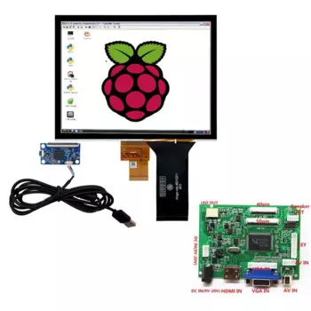 Плата драйвера аудиоуправления HD + VGA + 2AV + емкостный сенсорный экран 8 дюймов в сборе + ЖК-дисплей 1024x76 8 IPS ЖК-экран наборы модуль Автомобильный Raspberry Pi 3