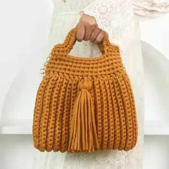 Плетеная Сумочка с кисточками, хлопковая пряжа, новинка, сделай сам, шерстяная модная Ретро женская сумка с отделкой