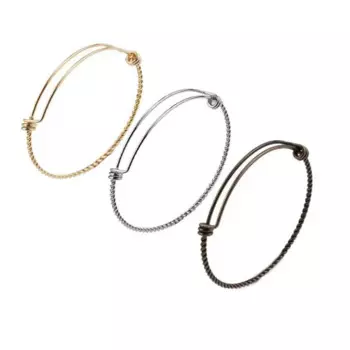 Плетеные браслеты из нержавеющей стали толщиной 2,6 мм, 50 шт./лот, расширяющиеся базовые плетеные проволочные браслеты для изготовления ювелирных изделий своими руками, диаметр 60 мм