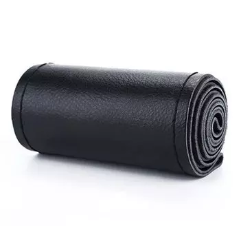 Плетеный чехол на руль автомобиля, чехол на руль из искусственной кожи, диаметр 38 см, автомобильные аксессуары с иглами и нитками