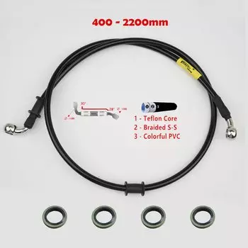 Плетеный шланг 400-2200 мм, мотоциклетный гидравлический тормозной кабель, 10 мм банджо для Suzuki Kawasaki Yamaha, плетеный масляный шланг