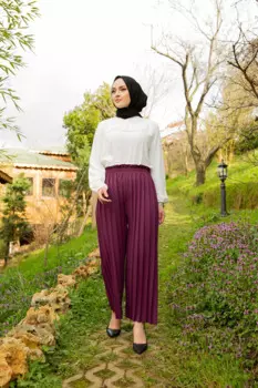 ; Плиссированные брюки E-фиолетового цвета