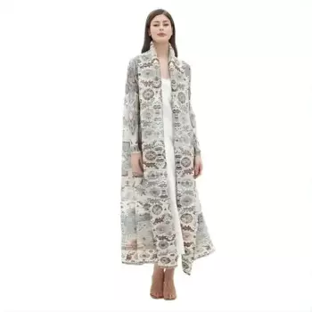 Плиссированные платья-кардиганы Miyake, Новинка лета 2024, пальто с длинным рукавом и принтом в стиле ретро, женское высококачественное платье, ветровка