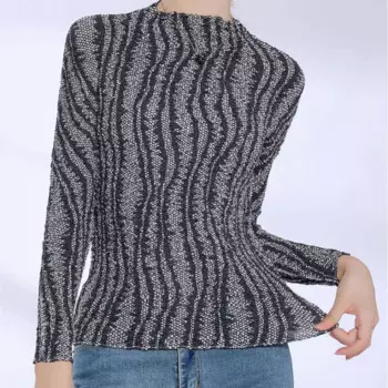 Плиссированные топы, Женская весенне-осенняя новая облегающая и тонкая модная цветная футболка с круглым вырезом и блокировкой