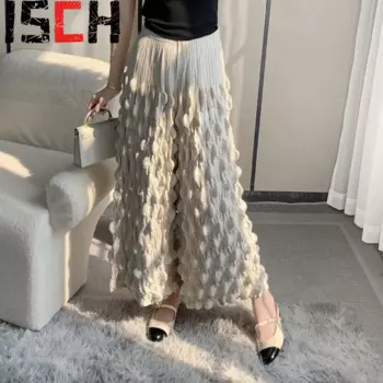 Плиссированные Женские брюки с пузырьками, Элегантные Дизайнерские Модные Узкие повседневные брюки с высокой талией, весна-лето