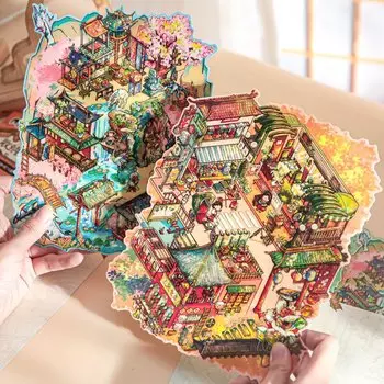 ПЛЮС РАЗМЕР Пейзажная живопись сцена стерео кабина наклейки ручной работы