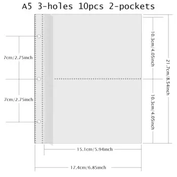PLRBOK 10 шт. прозрачные папки для фотокарток A5
