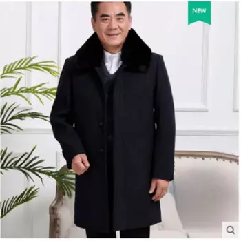 Плюшевая облегающая осенне-зимняя ветровка средней длины для мужчин среднего и пожилого возраста, теплая хлопковая куртка для отца, A253, 2024