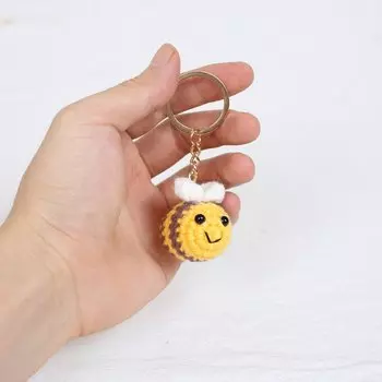 Плюшевый милый вязаный брелок в виде пчелы, автомобильный брелок Kawaii, мини-подвеска в виде пчел, декор, брелок для ключей, вечерние ювелирные изделия, подарки, брелок, аксессуары