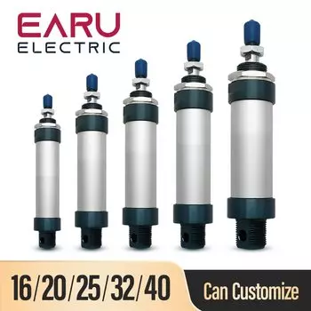 Пневматические цилиндры EARUELETRIC, мини диаметр 16/20/25/32 мм, ход 25/50/75/100 200