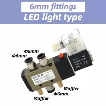 Пневматический электромагнитный клапан 4V210-08, 5-позиционный порт, 2 позиции, газовый Электрический магнитный клапан, порт 12 В, 24 В, 220 В, 1/4 дюйма, электромагнитный клапан