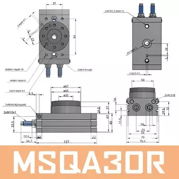 Пневматический цилиндр SMC типа MSQB10A MSQB20A MSQB30A MSQB50A MSQB10R MSQB20R MSQB50R MSQB30R Регулируемый 0-190 градусов