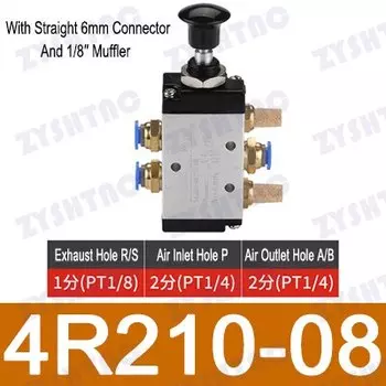 Пневматический переключатель HV-02 03 04 HV200B, ручной клапан, ручной ключ управления Пневматическим регулирующим клапаном 5/2 Way 4H210 Valve 4R210 08 4H310