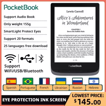 PocketBook Ebook 6 Inch Ereader электронная книга Touch HD 3 E Ink Carta™ HD Screen 16GB IPX8 Waterproof SMARTlight Reader
