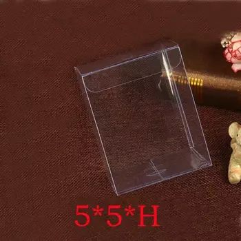 Подарочная коробка для ювелирных изделий 5x5xh, 100 шт., прозрачная пластиковая коробка для хранения, ПВХ упаковка, дисплей, ПВХ коробка для свадьбы/рождества