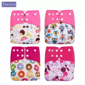 Подгузники Pororo, 4 шт., моющиеся экологически чистые детские тканевые подгузники, многоразовые подгузники, регулируемая ткань, детские подгузники