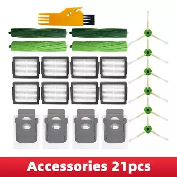 Подходит для аксессуаров пылесоса iRobot Roomba i3 Plus / i4/ i6/ i6+/ i / i7+/ i8/ i8+ / E5/ E6 / E7 Основная щетка, Боковая щетка, Фильтр HEPA, Моп-тряпка.