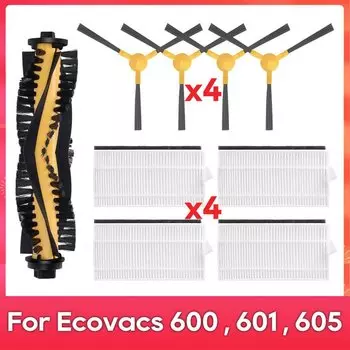 Подходит для ( Ecovacs DEEBOT 600, DO3G, 601, 605 ) Робот-пылесосы, валик, боковая щётка, крышка, фильтр, запасные части, аксессуары