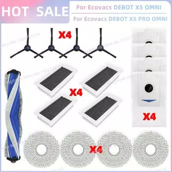 Подходит для Ecovacs X5 OMNI / X5 PRO OMNI / X5 PRO Запчасти для пылесоса Основная щетка Крышка Фильтр HEPA Моп Сумки для пыли Корзина для пыли Модуль Ag+