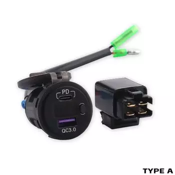 Подходит для Kawasaki NINJA 500 NINJA400, быстрое зарядное устройство для мотоцикла с двумя разъемами USB / USB-C Versys 650 NINJA650 с реле