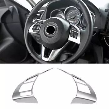 Подходит для Mazda 3 M3 Axela 2014 2015 2016, хромированная внутренняя крышка панели рулевого колеса, внутренняя отделка, литье, значок, вставка рамки