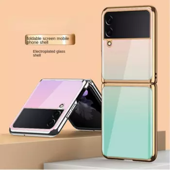 Подходит для Samsung Z Flip4 мобильный телефон Case Zflip4 Гальванизированный стеклянный защитный чехол Galaxy Z Flip4 противоударный чехол