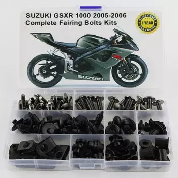 Подходит для Suzuki GSXR 1000 GSX-R1000 2005 2006, полный комплект болтов для мотоцикла, шайба, крепеж, стальная гайка, черный