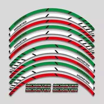 Подходит для всех DUCATI MONSTER 695 696 796 1100 1100S 797 821 795 все годы 12/16 X Толстая кромка внешний обод наклейка полоса колесные наклейки