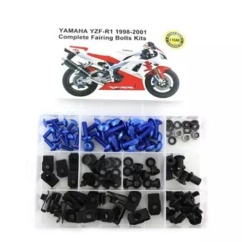 Подходит для Yamaha YZF-R1 YZF R1 1998 1999 2000 2001, полный комплект болтов для обтекателя мотоцикла, винты для кузова, зажимы для обтекателя ветрового стекла