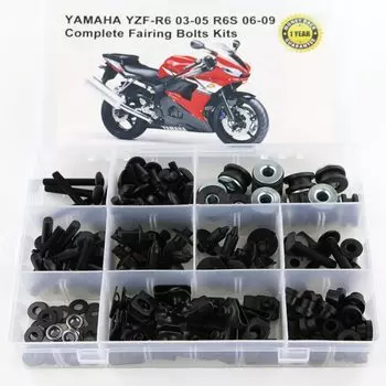 Подходит для Yamaha YZF-R6 R6 2003-2005 R6S 2006-2009 мотоцикла, полный комплект болтов обтекателя, зажимы, гайки, сталь