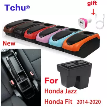 Подлокотник для Honda Jazz 2014 2015 2016 2017 2018 2019 2020 для Honda Fit Jazz 3, автомобильный подлокотник, контейнер для хранения, usb-чашка