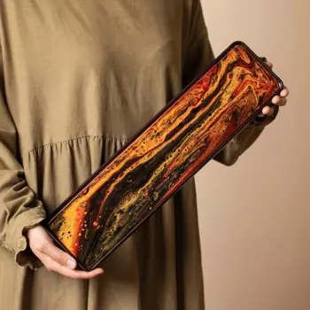 Поднос для чая из массива дерева и смолы, античный лаковый поднос из бытовой сухой пены, аксессуары для чайного набора, поднос, изолированный коврик
