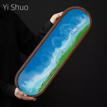 Поднос для чая из смолы с голубым небом, высококачественный элегантный чайный столик, красивый изысканный поднос для сухой выпечки фруктов, сервировочный поднос