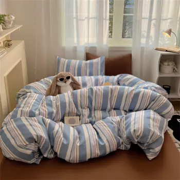 Пододеяльник и простыня с разноцветным принтом в полоску, 3/4 шт., одинарный, двойной, королевский комплект простыней, 200x230 см, домашний текстиль