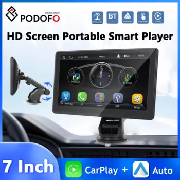 Podofo 7-дюймовый HD-экран Автомобильный Монитор Carplay Android Авто приборная панель Bluetooth EQ видеорегистратор DVR Airplay Android Cast TF карта FM AUX