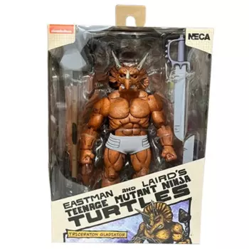 Подростковая мутантная Черепаха ниндзя, фигурка NECA 54436, трицератон, Гладиатор, экшн-фигурка, игрушки, аниме Подвижная кукла, подарок для детей, оригинал