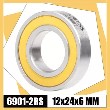 6901-2RS нержавеющий подшипник 12*24*6 мм (1 шт.) ABEC-3 6901 RS велосипедный концентратор передние и задние ступицы колеса 12 24 6 керамические шарики подшипники