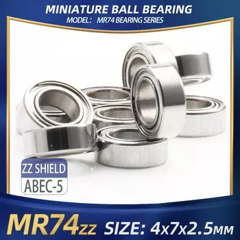 Подшипник FUSHI MR74 ZZ 4x7x2,5 мм, 10 шт. MR74ZZ MR74RS, подшипники для наконечников для видеокарты, высокая скорость для двигателя