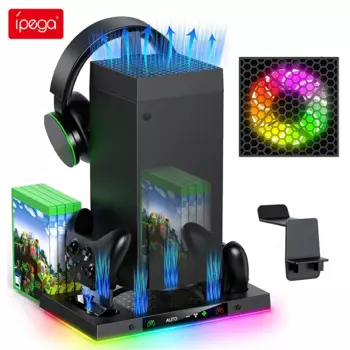 Подставка для наушников вертикальная, RGB зарядная док-станция с охлаждающим вентилятором, 3 уровня вентилятора, игровые диски, слот для карт для Xbox серии X