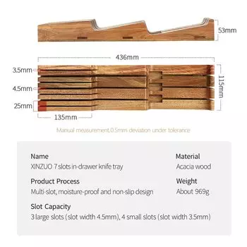 Подставка для ножей XINZUO из дерева акации