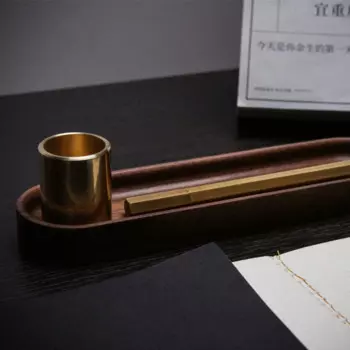 Подставка для шариковых ручек, латунный ореховый твердый деревянный ящик для хранения, настольный держатель для карандашей, зажим для книг, школьные и офисные принадлежности, подарок