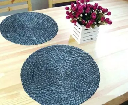 Подстилка-салфетка, натуральные джутовые Коврики ручной работы (6 шт. в упаковке), круглые аксессуары для украшения стола 35 см, синий ковер, современные коврики