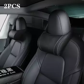 Подушка для шеи Tesla Model 3 Y X S, Кожаная подушка на подголовник, с эффектом памяти, для шеи, поясницы, поддержка головы автомобильного сиденья, аксессуары 3