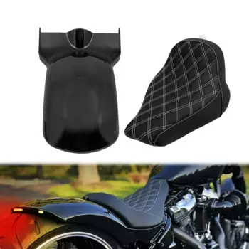 Подушка переднего сиденья мотоцикла + заднее крыло для Harley Softail Breakout Fat Boy FXDR 2018-2023, брызговик со светодиодной подсветкой