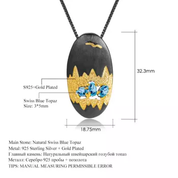 Подвеска из серебра 925 пробы с натуральным топазом