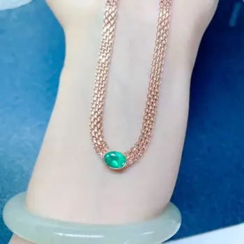 Подвеска из серебра 925 пробы с натуральным изумрудом