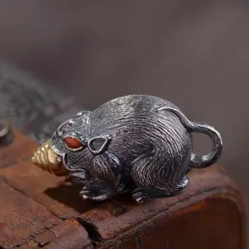 Подвеска мышь из серебра 925 пробы с фианитом
