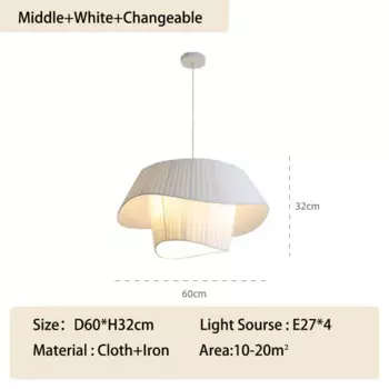 Подвесная люстра JIANKEXING тканевая белая/бежевая